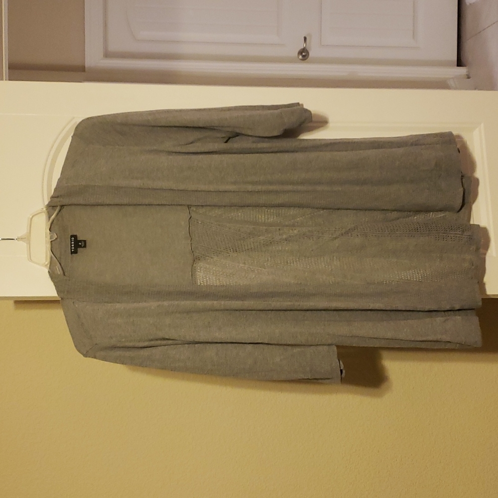 Torrid grey knit open back cardigan size 2